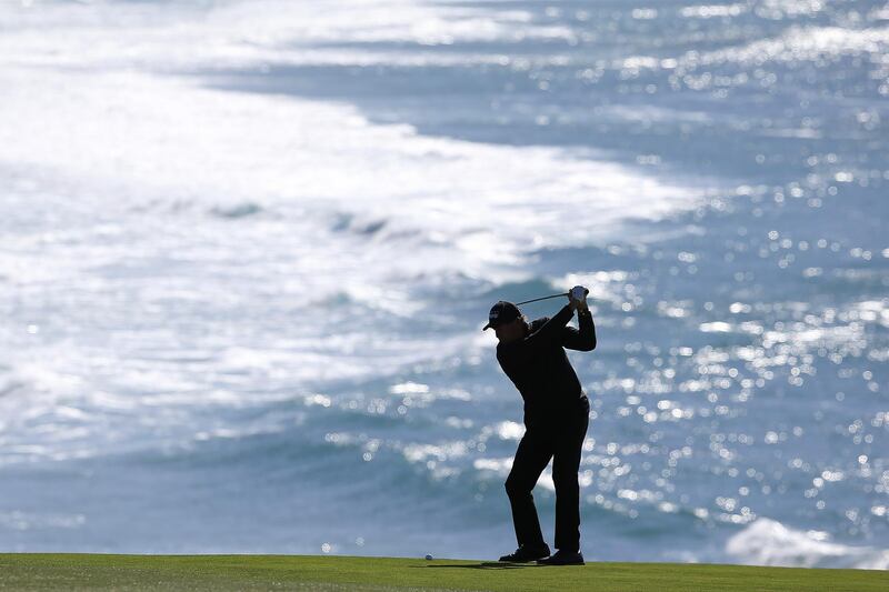 American golfer Phil Mickelson plays a shot on the ninth hole during the final round of the AT&T Pebble Beach Pro-Am in California, on Sunday, February 9. Getty