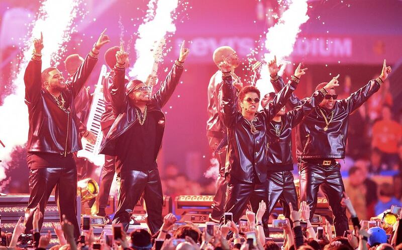 Bruno Mars performs during the half-time show of the 2014 NFL’s Super Bowl 50, at Levi’s Stadium in Santa Clara, California. EPA