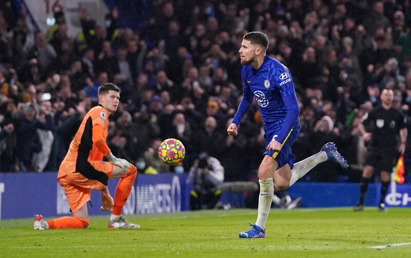 Jorginho scored two penalties for Chelsea in the 3-2 win over Leeds United at Stamford Bridge. PA