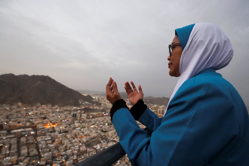 A woman visits Mount Al Noor, where Muslims believe Prophet Mohammed received the first words of the Quran in the Hira cave, in Makkah. Reuters
