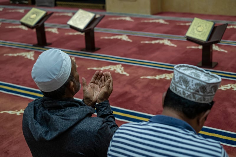 Worshippers travelled to the mosque to pray on the first day of the holy month