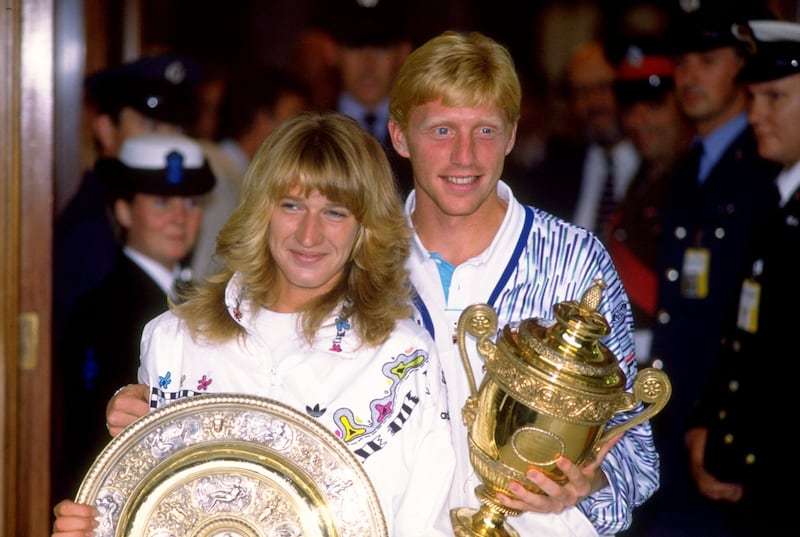 German stars Steffi Graf and Becker were both singles champions at Wimbledon in 1989. Becker defeated Sweden's Stefan Edberg. Getty Images