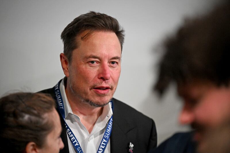 Mr Musk attends the first plenary session of the AI Safety Summit at Bletchley Park. PA