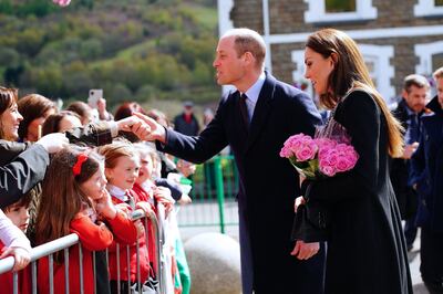 The Prince and Princess of Wales meet well-wishers during their visit to Aberfan, south-east Wales. AFP 