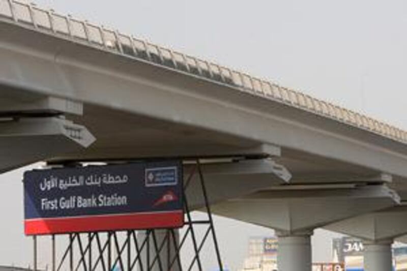 The First Gulf Bank Metro Station on Sheikh Zayed Road in Dubai.