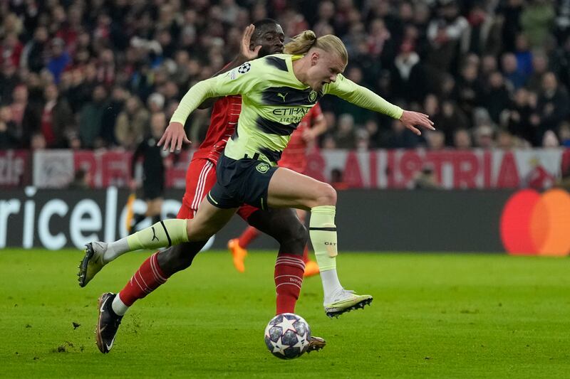 Erling Haaland - 7. The Norwegian showed that he is actually human by blazing a first-half penalty over the bar, but as we’ve learnt this season you can’t keep him at bay. He scored his 48th goal of an incredible campaign as he took advantage of Bayern's slip on the counter to coolly slot home City’s opener to make sure the tie was won. AP 