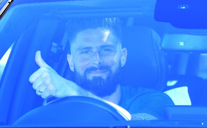 Chelsea's Olivier Giroud leaves training. EPA