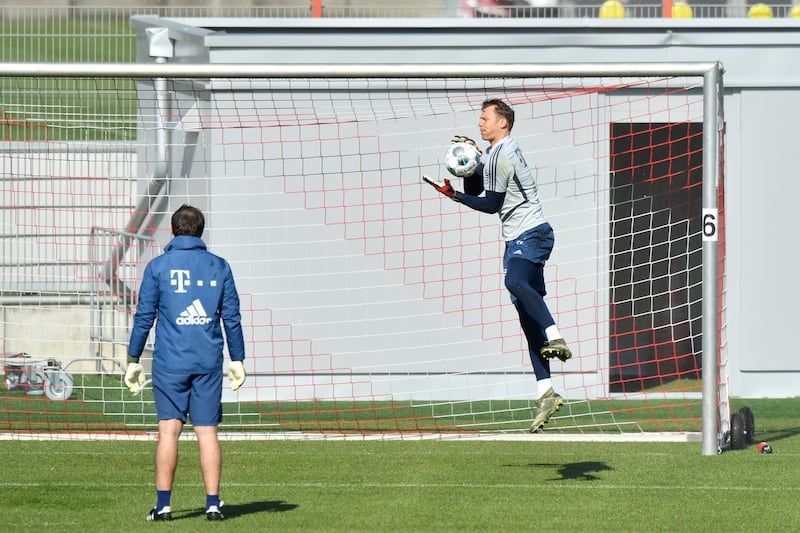 Manuel Neuer at Saebener Strasse training ground in Munich. Getty