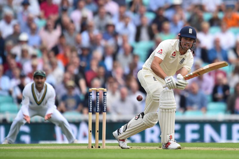 Alastair Cook was solid at the wicket even as his England teammates struggled to cope with South Africa's pace and swing on Thursday. Glyn Kirk / AFP