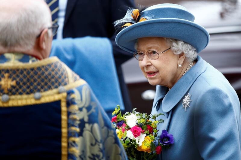 Britain's Queen Elizabeth II leaves after the annual Commonwealth Service at Westminster Abbey in London, Britain. Reuters