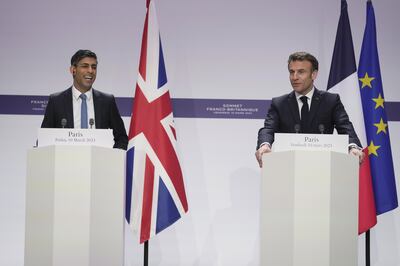 UK Prime Minister Rishi Sunak and French President Emmanuel Macron have discussed 'the importance of getting urgent humanitarian support into Gaza'. PA