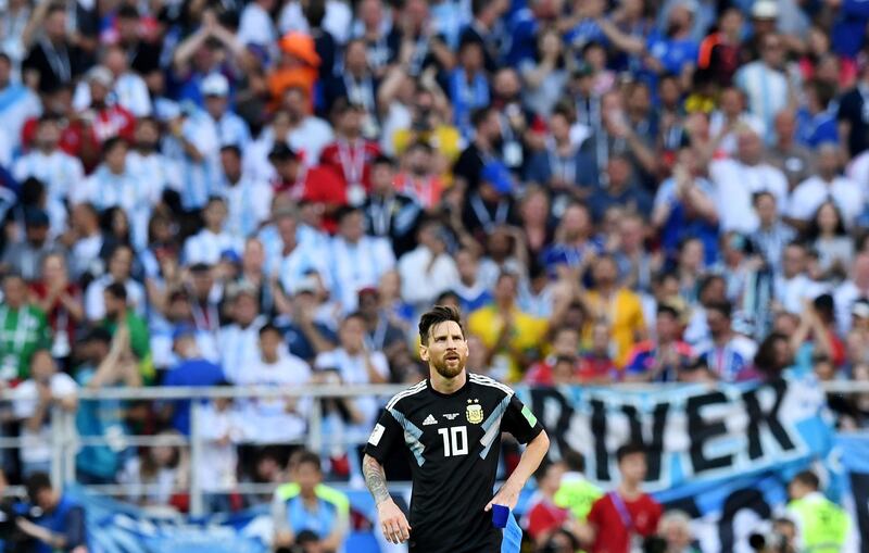 Agrentina's Lionel Messi looks on after the draw. Facundo Arrizabalaga / EPA