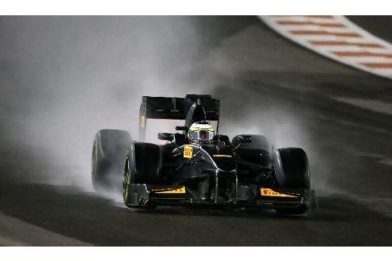 Pedro de la Rosa during the Pirelli wet weather tyre testing at the Yas Marina Circuit in Abu Dhabi. Pawan Singh / The National