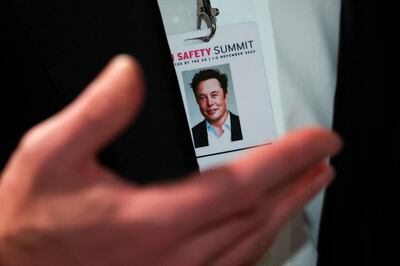 Elon Musk during the UK Artificial Intelligence Safety Summit at Bletchley Park. AFP