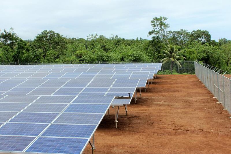 Masdar's Pohnpei 600 kW solar PV in the Federated States of Micronesia (FSM). The Pohnpei Island State is one of the four main groups of islands in FSM. The 600 kW solar plant, the largest PV project in FSM, will supply up to 10 per cent of the peak demand of Pohnpei’s 34,000 residents. Courtesy Masdar