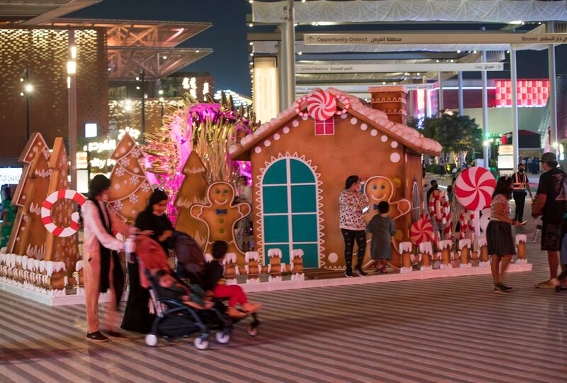 Christmas decorations around EXPO 2020 Dubai.  Leslie Pableo for The National