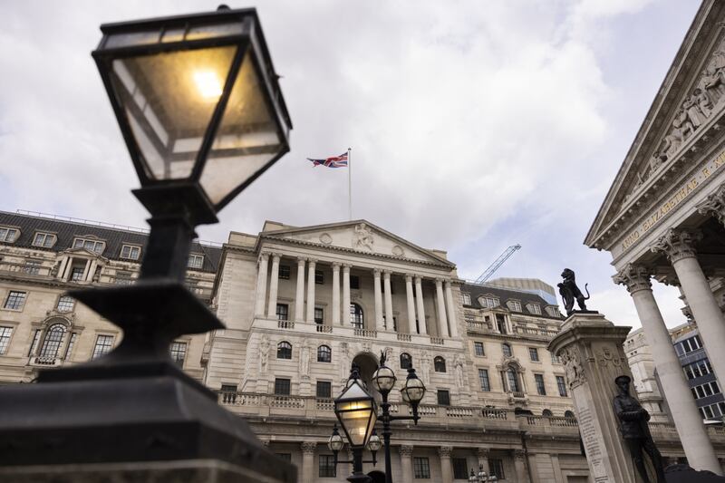The Bank of England in the City of London. Bond yields are soaring in the wake of Wednesday's inflation figures and questions are being asked if the Bank of England has misread inflation. Bloomberg