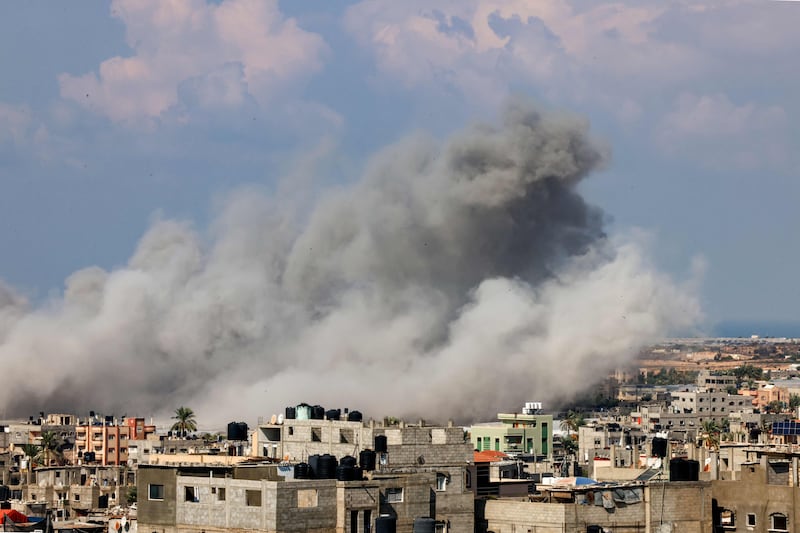 Smoke billows after an Israeli air strike in Rafah in the southern Gaza Strip. The current conflict is expected to hit Middle East economies. AFP