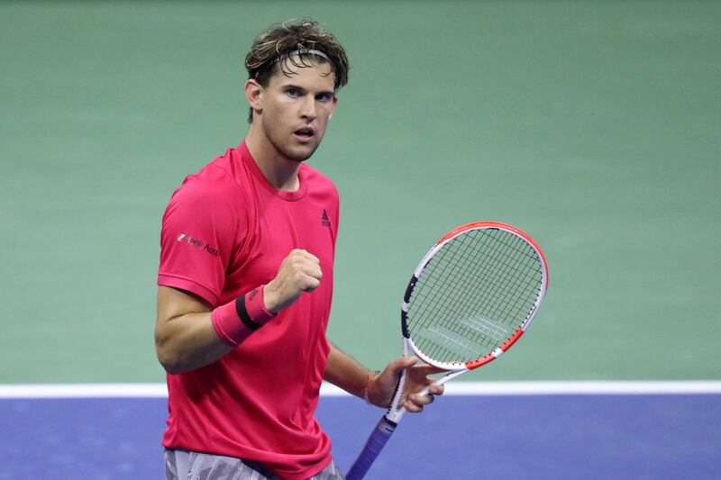 Dominic Thiem reacts to winning a point against Marin Cilic during the US Open third round. AFP
