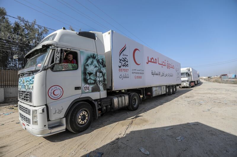 Lorries carrying 129,000 litres of fuel and four loaded with cooking gas crossed into Gaza. Getty Images
