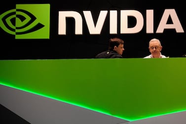 A Nvidia booth at the Mobile World Congress show in Barcelona. UK competition authorities are investigating the company's $40bn takeover of Arm Holdings. AP Photo