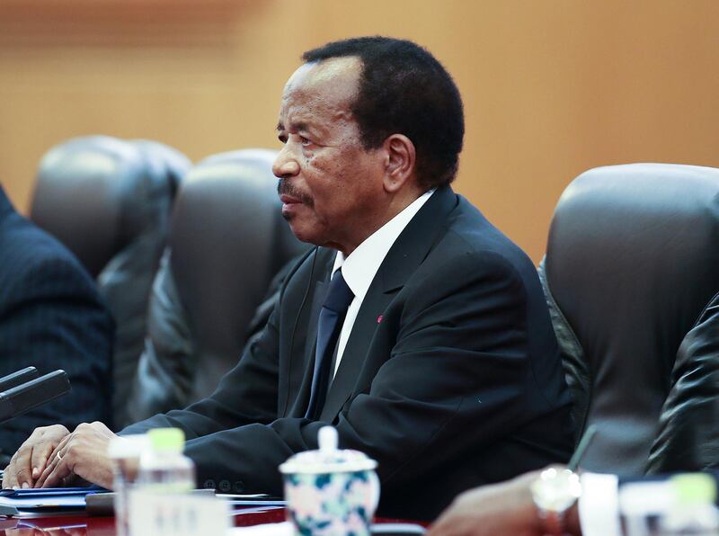 President of Cameroon Paul Biya meets with Chinese President Xi Jinping (not pictured) at The Great Hall Of The People in Beijing, China March 22, 2018. Lintao Zhang/Pool via Reuters *** Local Caption *** Paul Biya