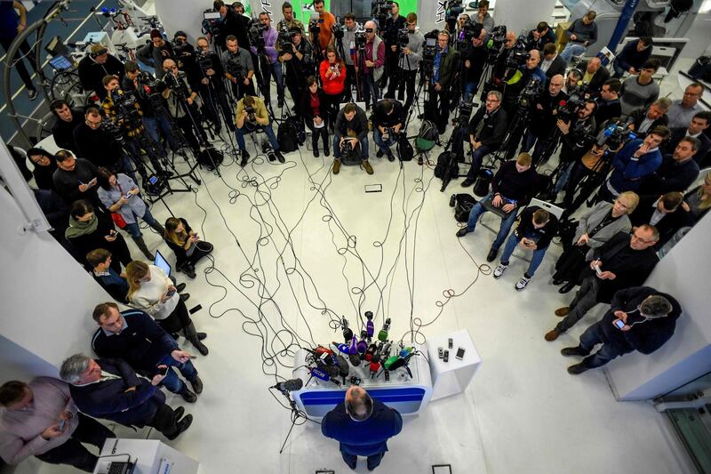 Russian Olympic Committee President Stanislav Pozdnyakov holds a press conference in Moscow on Tuesday, December 24,  following meetings with the Russian anti-doping agency to discuss Russia's doping ban from major sport competitions. AFP