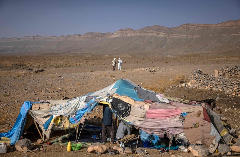 Amazigh tents near the village of Amellagou in Morocco. Ida Ouchaali's tribe spent centuries roaming the country to find food for their animals, but their way of life is steadily disappearing. Ms Ouchaali says she is 'exhausted' by her fight for survival.