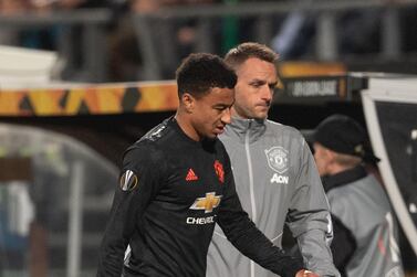 Manchester United's Jesse Lingard is substituted after suffering an injury during the Europa League match against Alkmaar. Press Association