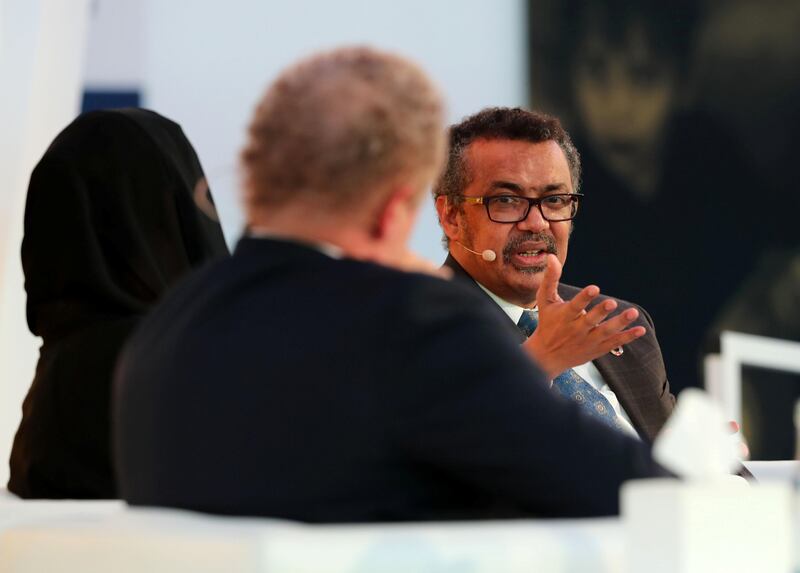 Abu Dhabi, United Arab Emirates - November 15th, 2017: Dr. Tedros Adhanom Ghebreyesus (Director-General, World Health Organisation) talks about Partnering for Disease Elimination at Reaching the Last Mile: Mobilizing Together to Eliminate Infectious Diseases. Wednesday, November 15th, 2017 at Abu Dhabi Global Market, Authorities Building, ADGM Square, Al Maryah Island, Abu Dhabi. Chris Whiteoak / The National