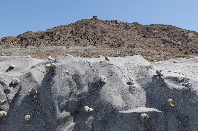 FUJAIRAH, UNITED ARAB EMIRATES , March 23, 2021 – View of the rock climbing wall at the Fujairah Adventures Park in Fujairah. (Pawan Singh / The National) For Instagram/Online/ Lifestyle. Story by Janice Rodrigues