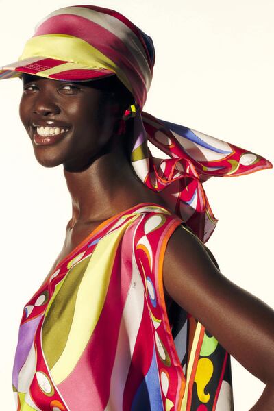 A look from Pucci's latest collection nods back to the house's exuberant, swirling patterns. Photo: Pucci