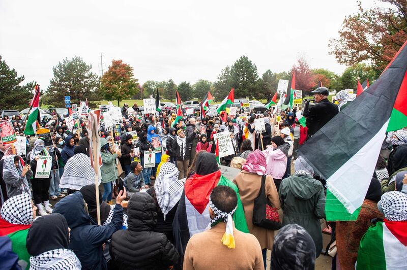 A rally in support of Palestinians in Dearborn, Michigan. AFP