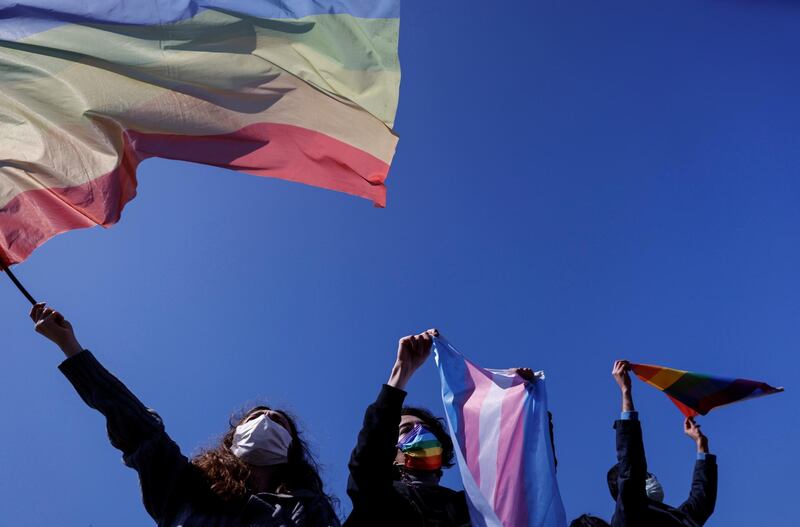 Activists attend a gathering to protest against Turkey's withdrawal from Istanbul Convention, an international accord designed to protect women, in Istanbul, Turkey. Reuters