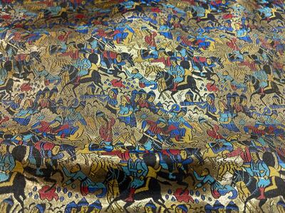 One of Bilal Abu Khalaf's most prized fabrics, featuring Muslim leader Saladin. Thomas Helm / The National