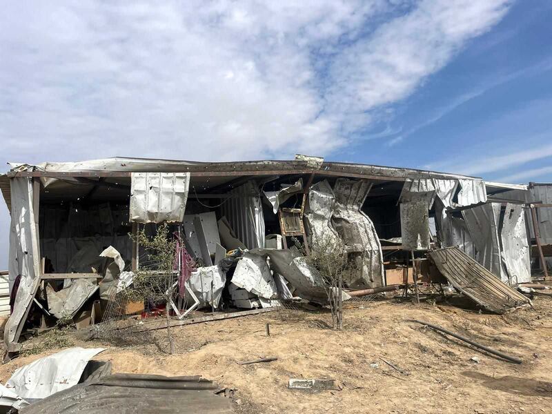 A damaged Bedouin home in an unrecognised village in the Negev desert, Israel. Photo: Waleed Al Hawashlah