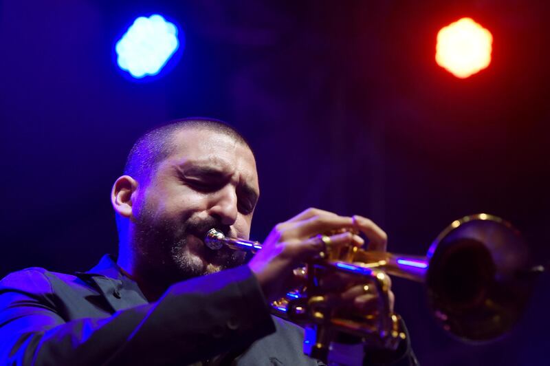 French-Lebanese trumpet player Ibrahim Maalouf performs during the Beirut Chants Festival at Beirut Souks in Beirut, Lebanon. EPA