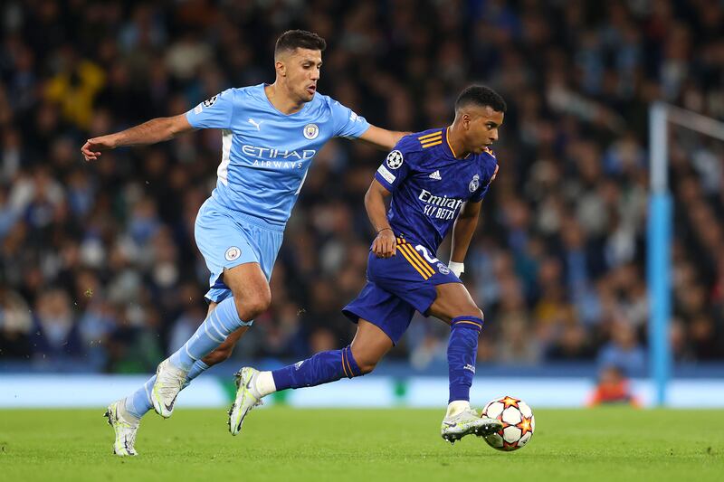 Rodrygo - 6: Powered shot straight at Ederson as Real started to battle back into game after disastrous start. Kept relatively under control by Zinchenko and his last contribution before being taken off was a poor pass out for goal-kick to waste good opportunity for Real. Getty