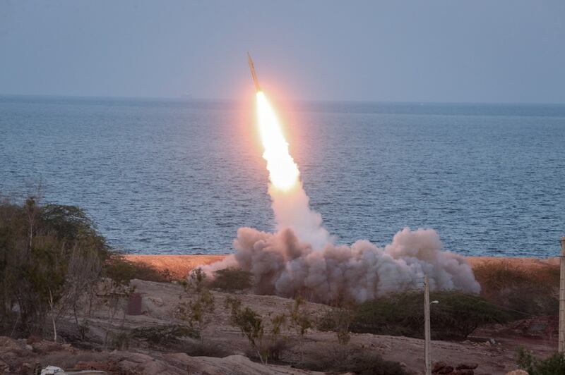 A missile is launched during an Iranian military exercise on December 22, 2021. Photo: Reuters