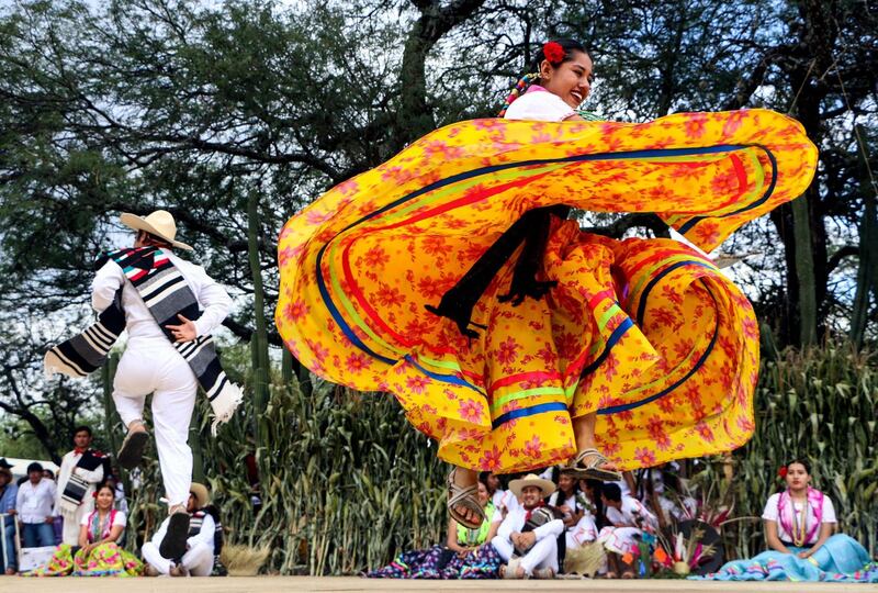 Regional dancers perform at the Guelaguetza festival in Zaachila, Oaxaca, Mexico. Patricia/AFP