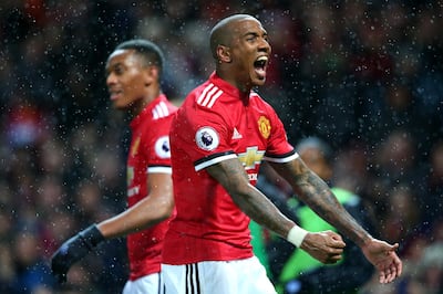 MANCHESTER, ENGLAND - NOVEMBER 25: Ashley Young of Manchester United celebrates scoring his sides first goal during the Premier League match between Manchester United and Brighton and Hove Albion at Old Trafford on November 25, 2017 in Manchester, England.  (Photo by Alex Livesey/Getty Images)