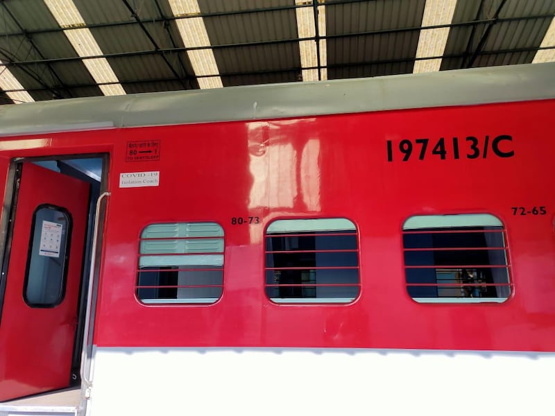 An Indian Railways train carriage converted into a ward for coronavirus patients. courtesy: Indian Railways