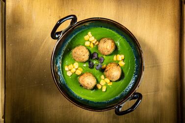 Corn koftas with spinach saag at Indya by Vineet. Courtesy Indya by Vineet