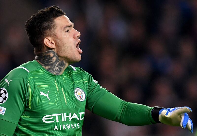 MANCHESTER CITY RATINGS: Ederson – 7. Back in the line-up following his time away with Brazil and was able to sit back for much of the game with Brugge unable to trouble his goal. Forced into a save in the final stages of the game. AFP