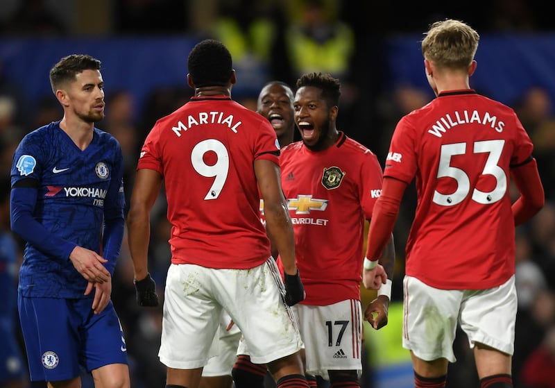 Anthony Martial celebrates his goal with teammates. Getty