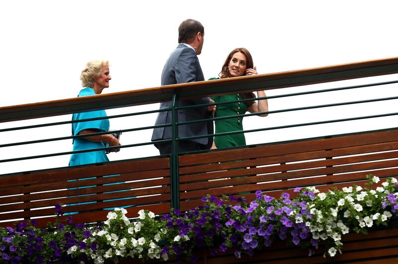 The Duchess of Cambridge arrives on day twelve of the Wimbledon Championships at the All England Lawn Tennis and Croquet Club, Wimbledon wearing a forest green Dolce & Gabanna dress. Photo: PA