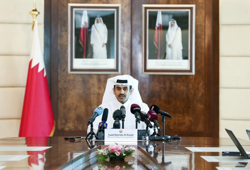 epa07205419 Saad Sherida al-Kaabi, Qatar Minister of Energy and industry talks during a press conference in Doha, Qatar, 03 December 2018. Sherida al-Kaabi announced that Qatar will withdraw from the Organization of the Petroleum Exporting Countries (OPEC) from January 2019, as confirmed by Qatar Petroleum, the country's state oil company.  EPA/STR