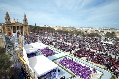 Granaries Square in Floriana where Pope Francis held a mass on Sunday. AP Photo