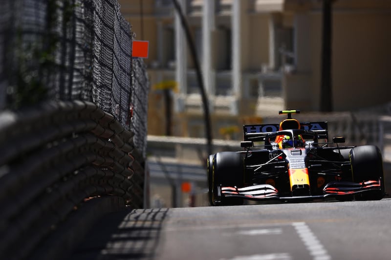 Sergio Perez during practice in Monaco. Getty
