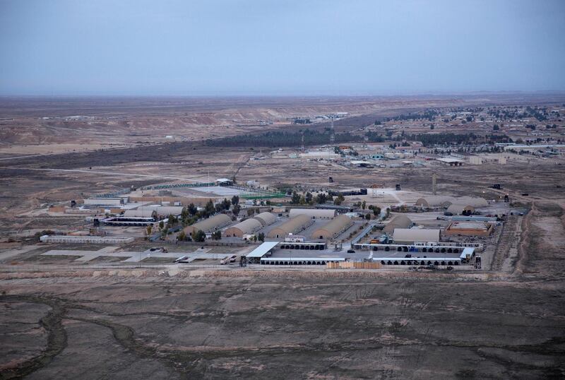 One person suffered a fatal cardiac arrest following a rocket attack on Al Asad military base in northern Iraq on Wednesday. AP Photo